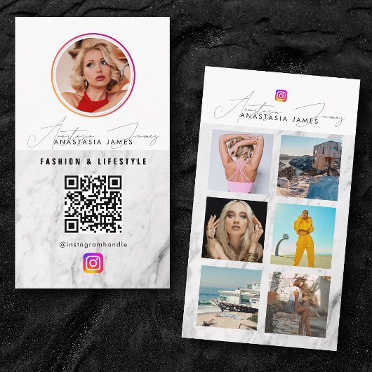 6 Foto Feed Grid Social Media QR Code Marmer Visitekaartje