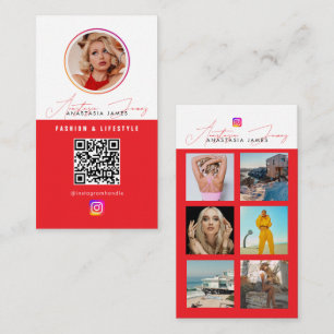 6 Foto Feed Grid Social Media QR Code Rood Visitekaartje