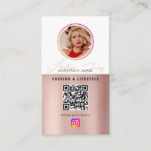 6 Foto Feed Grid Social Media QR Code Roos Gold Visitekaartje (Voorkant)