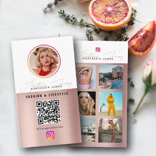 6 Foto Feed Grid Social Media QR Code Roos Gold Visitekaartje