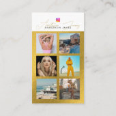 6 Foto Feed Grid Social Media QR Code Wit Goud Visitekaartje (Achterkant)