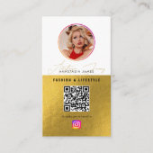 6 Foto Feed Grid Social Media QR Code Wit Goud Visitekaartje (Voorkant)