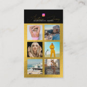 6 Foto Feed Grid Social Media QR Code Zwart Goud Visitekaartje (Achterkant)