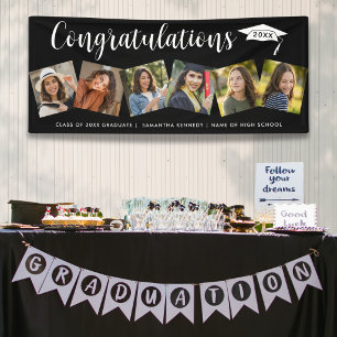 6 Foto Gefeliciteerd Geslaagd 2026 Afstuderen Zwar Spandoek