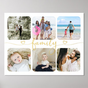 6 Foto gepersonaliseerde familiehartfoto Typografi Folie Afdrukken