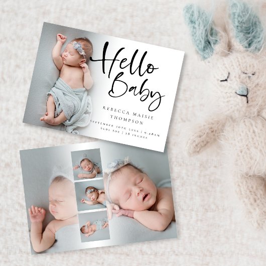 6 Foto Girl Boy Script Hallo Baby Birth Aankondiging