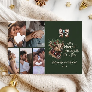 6 Foto Highland Koe Merry Christmas Mrs. and Mr. Feestdagenkaart