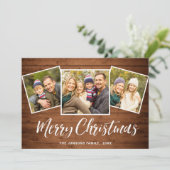 6 FOTO Kerst Rustiek Bruin Houten Kaart (Staand voorkant)