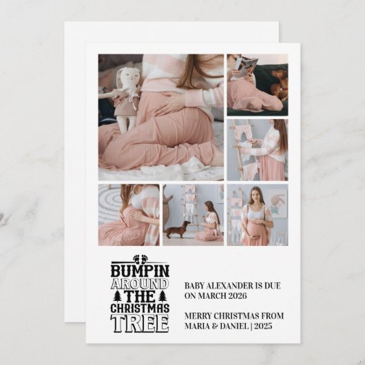 6 Foto Kerstboom Zwangerschapsaankondiging Feestdagenkaart (Voorkant / Achterkant)