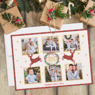 6 Foto Plaid Rendier Kerstvakantie Kaart