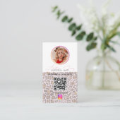 6 Foto Raster Social Media QR Code Luipaardprint Visitekaartje (Staand voorkant)