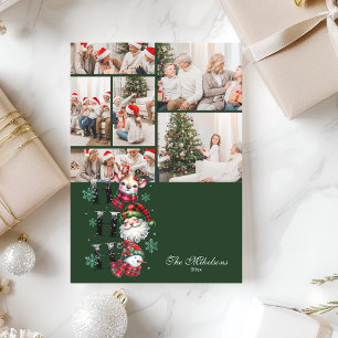 6 Foto Retro Kerstman & Vrienden Kerstmis Feestdagenkaart