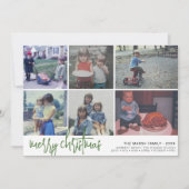 6 Foto - Script Merry Kerstmis - Green Tegel Feestdagenkaart (Voorkant)