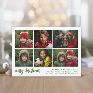 6 Foto Script Prettig Kerstfeest - Witte Rand Feestdagenkaart