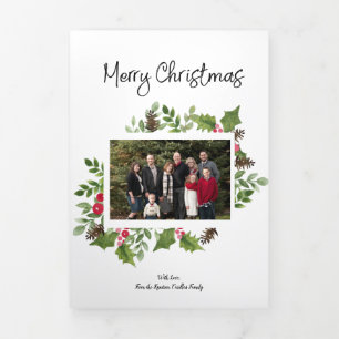 6 Foto Waterverf drievoudig kerstfeest Kaart
