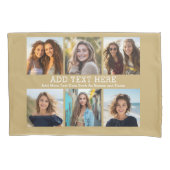 6 Fotocollage 2 regels tekst -- Pastel Gold Kussensloop (Voorkant)