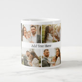 6 Fotocollage - Aangepaste Tekst zwart wit Extra Grote Beker (Voorkant)