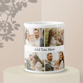 6 Fotocollage - Aangepaste Tekst zwart wit Extra Grote Beker