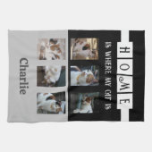 6 fotocollage dierenvriend zwart grijs theedoek (Horizontaal)