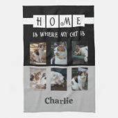 6 fotocollage dierenvriend zwart grijs theedoek (Verticaal)