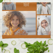 6 Fotocollage - Kleurachtergrond - Witte tekst Theedoek (Gevouwen)