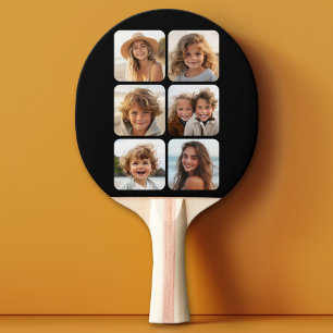 6 Fotocollage met afgeronde hoeken op zwart Tafeltennisbatje