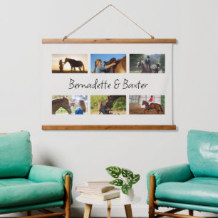 6 Fotocollage met naam voor paardenliefhebbers Hangend Wandkleed