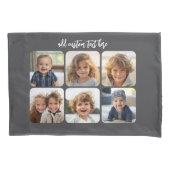 6 Fotocollage met trendy bounce script - grijs Kussensloop (Voorkant)