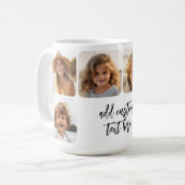 6 Fotocollage met trendy bounce script - wit Koffiemok (Voorkant links)