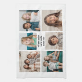 6 Fotocollage minimalistisch - met zwarte tekst Theedoek (Verticaal)