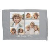 6 Fotocollage Optionele tekst -- Lichtgrijs Kussensloop (Voorkant)