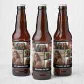 6 Fotocollage Optionele tekst -- Zwarte achtergron Bier Etiket (Flessen)