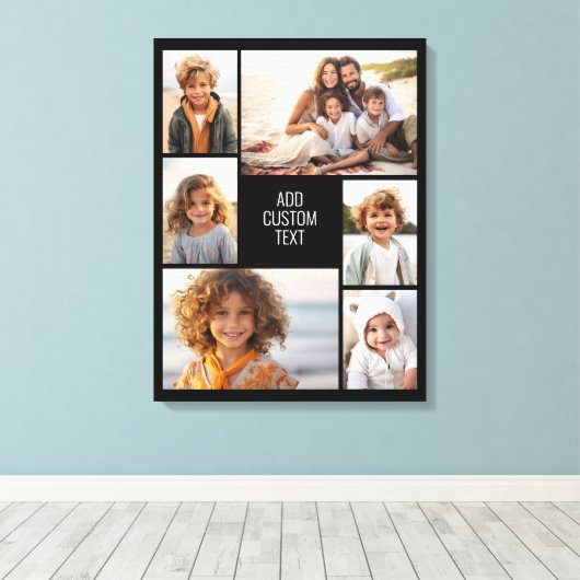 6 fotocollage - witte achtergrond - zwarte tekst canvas afdruk (Insitu (Houten vloer))