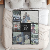 6 fotocollage - zwarte achtergrond - witte tekst fleece deken