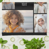 6 fotocollage - zwarte achtergrond - witte tekst theedoek (Gevouwen)