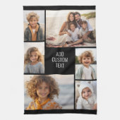 6 fotocollage - zwarte achtergrond - witte tekst theedoek (Verticaal)