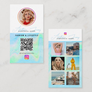 6 Fotofeed Grid Social Media Blauw Holografisch Visitekaartje