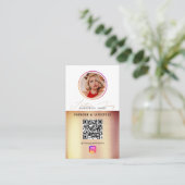 6 Fotofeed Grid Social Media QR Code Bronze Visitekaartje (Staand voorkant)