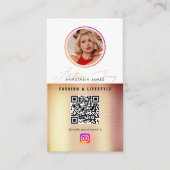 6 Fotofeed Grid Social Media QR Code Bronze Visitekaartje (Voorkant)