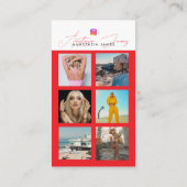 6 Fotofeed Grid Social Media QR Code Rood Visitekaartje (Achterkant)