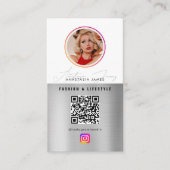 6 Fotofeed Grid Social Media QR Code Zilver Visitekaartje (Voorkant)