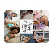 6 foto's Collage gepersonaliseerd script verjaarda Magneet (Horizontaal)