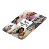6 foto's Collage gepersonaliseerd script verjaarda Magneet (Linkerzijde)