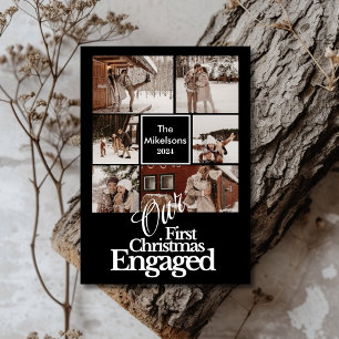 6 foto's Elegant Eerste Kerstdag verloofd Feestdagenkaart