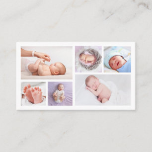 6 Foto's Logo QR Code Pasgeboren Baby Fotograaf Visitekaartje