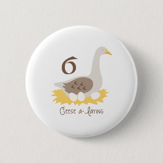 6 Geese A-Laying Ronde Button 5,7 Cm (Voorkant)