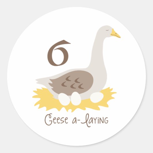 6 Geese A-Laying Ronde Sticker (Voorkant)
