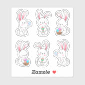 6 geïllustreerde White Easter Bunny scrapbook Stic Sticker (Vel)