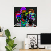 6 gekleurde cocktailbril - Stijl 17 Poster (Thuiskantoor)