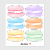 6 gevarieerde kleur macarons sticker (Vel)